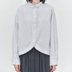 Curved Hem Checkered Textured Shirt