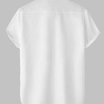 Men's Solid cotton casual lapel solid color short-sleeved shirt