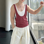 Contrast Color Layered Casual Sleeveless Vest
