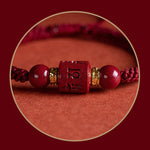 Buddha Stones Tibet Cinnabar Om Mani Padme Hum Engraved Blessing Braided Bracelet