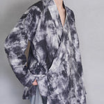 Ink-print Cross-neck Short Cardigan