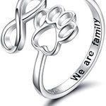 Handcrafted Paw & Heart Ring – Adjustable 925 Sterling Silver
