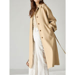 Breathable Long Lightweight Linen Rayon Draped Trench Coat