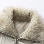 Oversize Faux Fur Collar Bomber Jacket