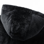 Relax Fit Suede Teddy Zipper Reversible Hooded Coat
