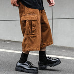Vintage-style Multiple Pockets Cropped Trousers
