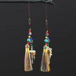 Buddha Stones Tibet Om Mani Padme Hum Prayer Wheel Tassel Bag Car Hanging Decoration