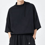 Japanese Loose Half Sleeve T-shirt High-waist Patchwork Wide-leg Skirt-pants Two-piece Set