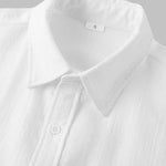Men's Solid cotton casual lapel solid color short-sleeved shirt