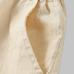 Men's solid color cotton-linen casual vacation short-sleeved shirt and shorts set