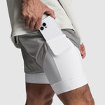 Men's Sports Fake Two-piece Double-layer Multi-pocket  Drying Sweat-wicking Breathable Causal Running Fitness Shorts