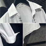 Deep V-neck Loose-fitting Sequin Shirt