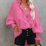Zeagoo Zeagoo Button Up Shirt Long Sleeve Lapel Striped Casual Oversized Top