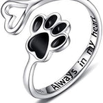 Handcrafted Paw & Heart Ring – Adjustable 925 Sterling Silver