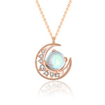Buddha Stones 925 Sterling Silver Moonstone Moon Pattern Love Necklace Pendant