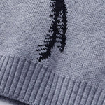 Japanese Cat Print Crew Neck Sweater