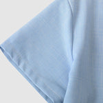 Men's solid color Cotton-linen button casual short-sleeved shirt