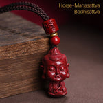 Buddha Stones Chinese Zodiac Natal Buddha Natural Cinnabar Amulet Keep Away Evil Spirits Necklace Pendant