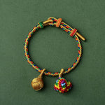 Buddha Stones Colorful Rope Luck Handmade Zongzi Golden Ball Charm Bracelet
