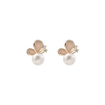Buddha Stones 18k Gold Plated Pearl Butterfly Love Freedom Stud Earrings