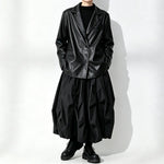 Japanese Loose Soft PU  Leather Blazer Jacket