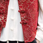 Auspicious Cloud Pattern Jacquard Stand-up Collar Vest