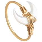 Buddha Stones Natural Tridacna Stone Moon 14K Gold Blessing Ring (Extra 30% Off | USE CODE: FS30)