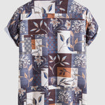 Men's Retro Maple Leaf Print Casual Short Sleeve Shirt