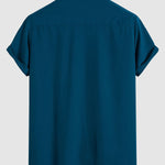 Men's solid color lapel button down casual short sleeve shirt