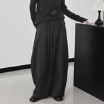 Striped Gray Loose High-waisted Thick Fleece Lining Pants