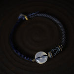Buddha Stones Handmade White Agate Peace Buckle Luck Happiness Protection Weave String Bracelet