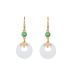Buddha Stones FengShui White Jade Blessing Drop Earrings