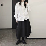 Stand-up Collar Loose Solid Color Shirt