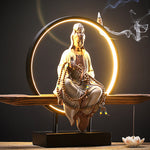 Buddha Stones Buddha Avalokitesvara Ceramic Lotus Relaxation Incense Burner Decoration