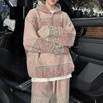 Jacquard Hooded Sweatshirt Casual Sports Sweatpants Two-piece Set