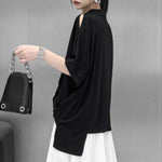 Women's Cross-over Hem Zipper T-shirt