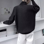 Retro Striped V-neck Diagonal Button Knit Cardigan