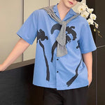 Coconut Tree Print Short Sleeve Beach Shirt