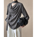 Stack collar Ribbon Shirt