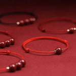 Buddha Stones Natural Lucky Cinnabar Bead Blessing String Bracelet Anklet
