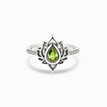 Buddha Stones Sterling Silver Lotus Zircon Blessing Protection Ring