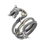 Buddha Stones Vintage Dragon Pattern Copper Strength Ring