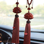 Buddha Stones Tibetan Small Leaf Red Sandalwood Lotus Luck Protection Tassel Decoration (Extra 35% Off | USE CODE: FS35)