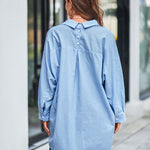 Zeagoo Long Cuffed Sleeve Shirts Button Down V Neck Blouse Loose Fitting Tops