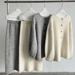 Korean Back Button Knit Sweater Skirt Two-piece Set