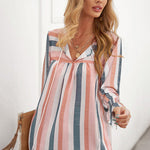 Zeagoo Striped Shirt V-neck Long-sleeved Top T-shirt for Women Casual Work Office Loose Fit 2026 | Under $40