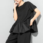 Irregularly Spliced Loose T-shirt