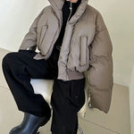 Loose Stand Collar Short Cotton Jacket