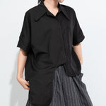 Womenâ€™s Patchwork Irregular Collar T-shirt