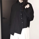 Striped Irregular Long-sleeved Shirt